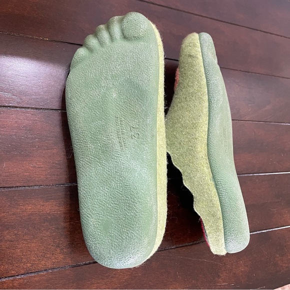 Flexus by Spring Step Women’s 6 Green Wool Slippers Embroidered Boho Floral NWOB - Picture 9 of 11